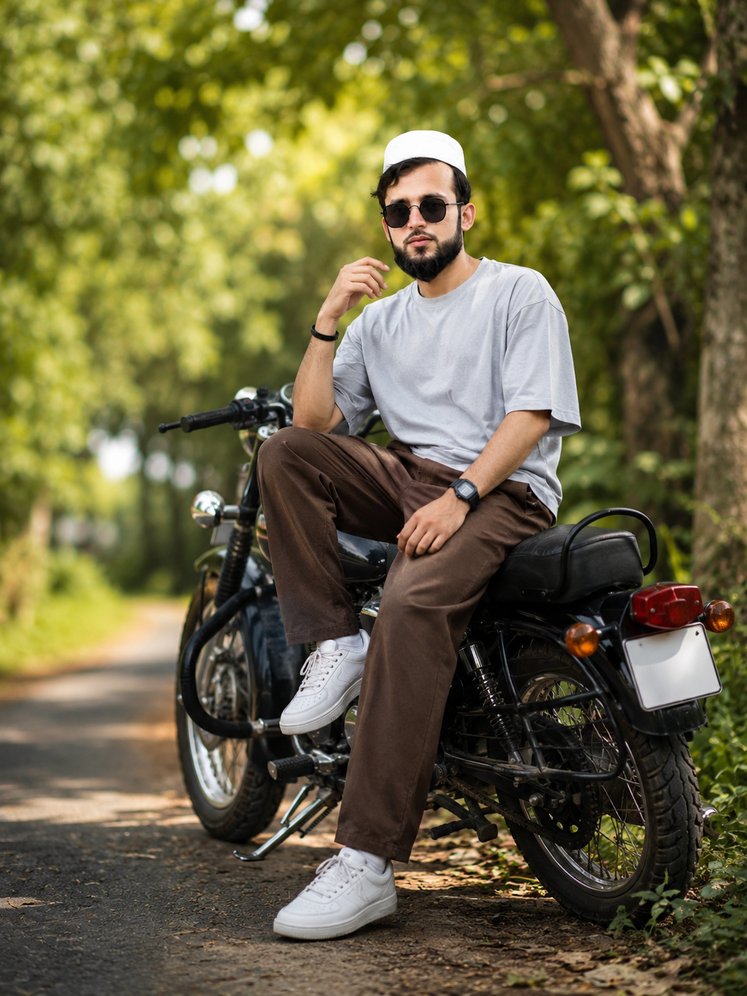 Urban Biker Vibe: 85mm Ultra-Realistic DSLR Portrait