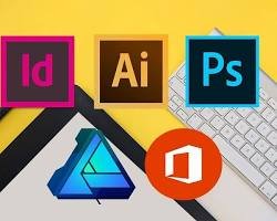 Best AI graphic design tools workspace with computer screen and creative software